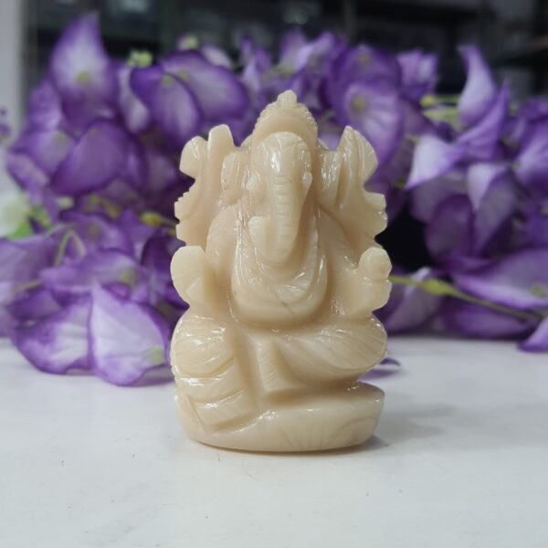 Yellow Jade Ganesha Statue, 2.75" Carved Ganesha Idol for Worship & Gifts