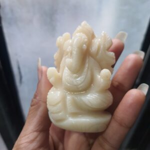 Yellow Jade Ganesha Statue, 2.75" Carved Ganesha Idol for Worship & Gifts - Image 7