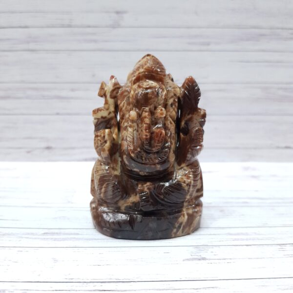 Carved Coconut Jasper Ganesha Statue, Hindu Deity Idol Statue for Worship & Gifts