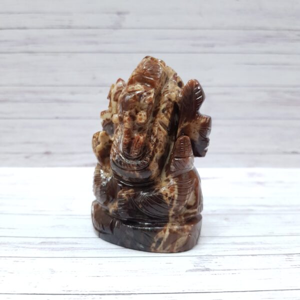 Carved Coconut Jasper Ganesha Statue, Hindu Deity Idol Statue for Worship & Gifts - Image 2