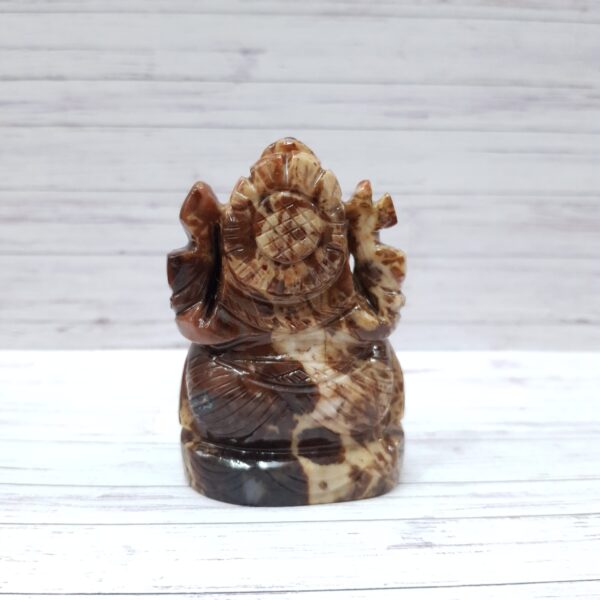 Carved Coconut Jasper Ganesha Statue, Hindu Deity Idol Statue for Worship & Gifts - Image 4