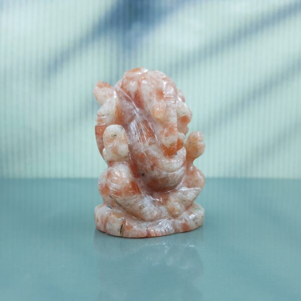 Sunstone Ganesha Statue, Carved Semi Precious Stone - Image 3