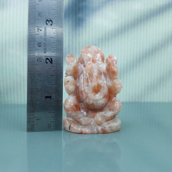 Sunstone Ganesha Statue, Carved Semi Precious Stone - Image 7