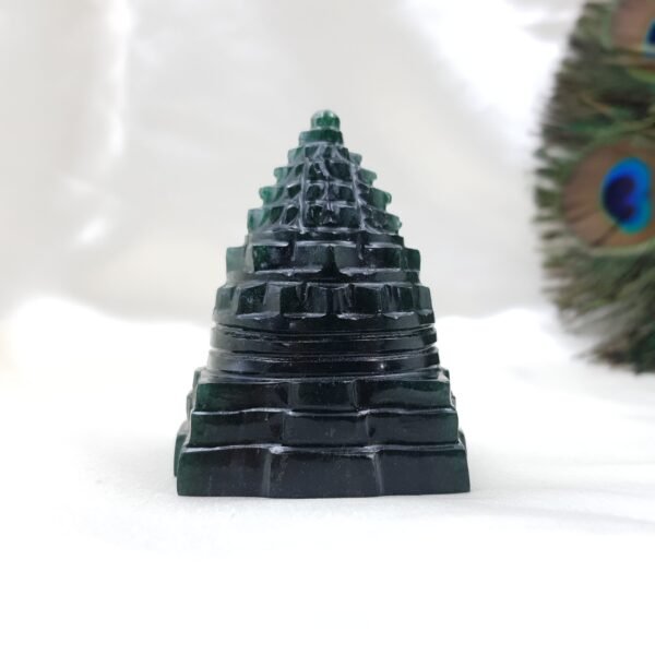 Green Jade Carved Shree Yantra for Worship