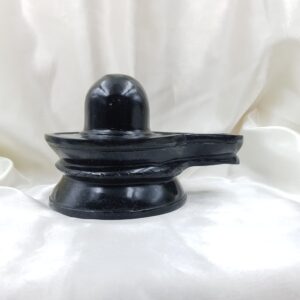 Black Jade Aventurine Shivling - Hand-Carved Temple Offering (4.15")