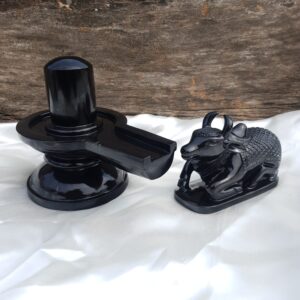 Black Jade Shivling and Black Jade Nandi for Meditation, & Temple