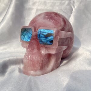 Rose quartz skull sculpture carved skull for decoration & gifts