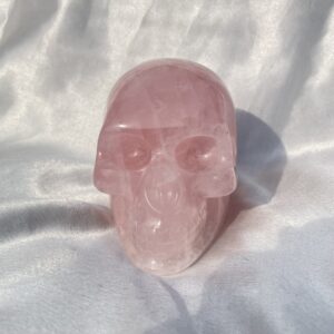 Hand Carved Pink Rose Quartz Skull - 3.15" Reiki Gift