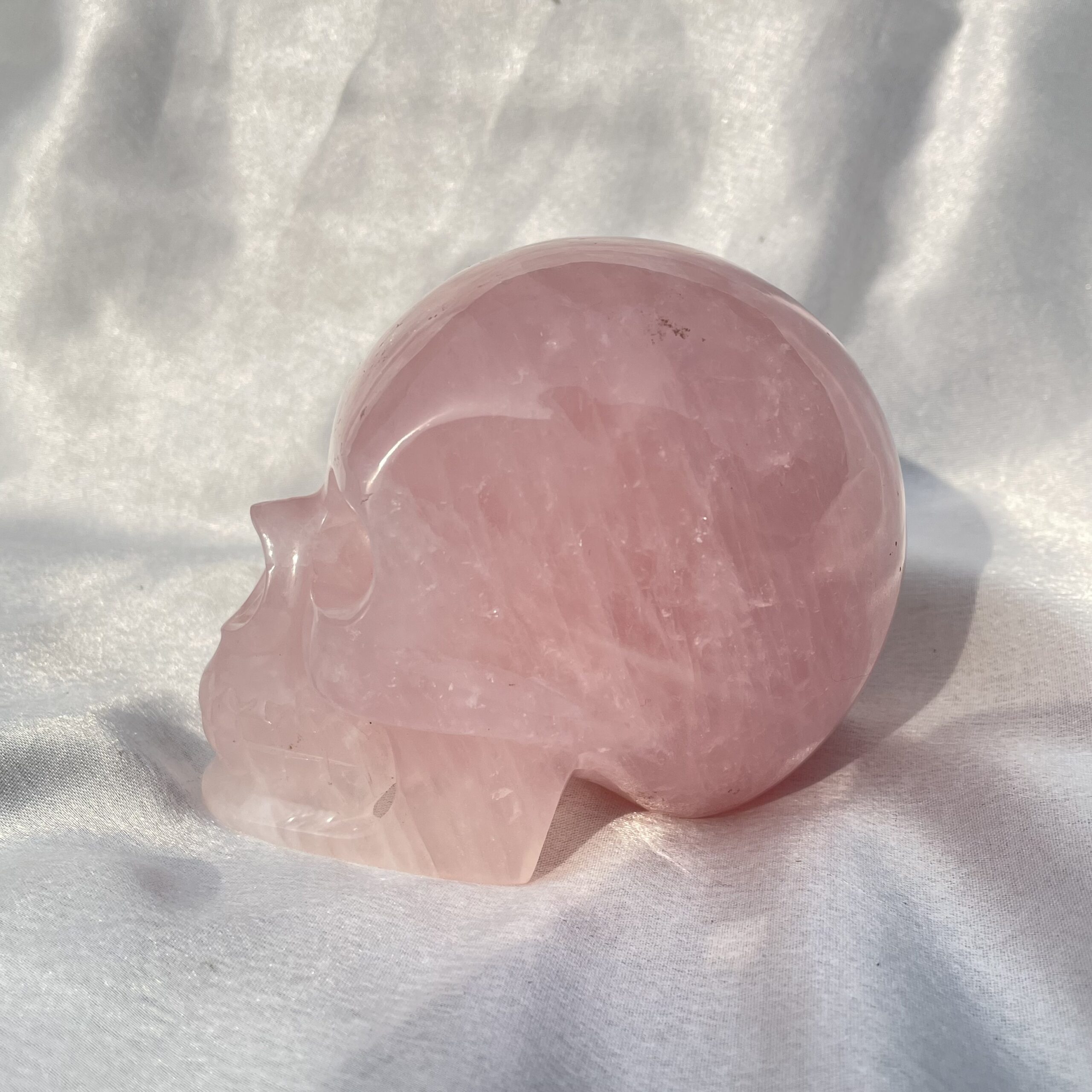 Hand Carved Pink Rose Quartz Skull - 3.15" Reiki Gift - Image 3