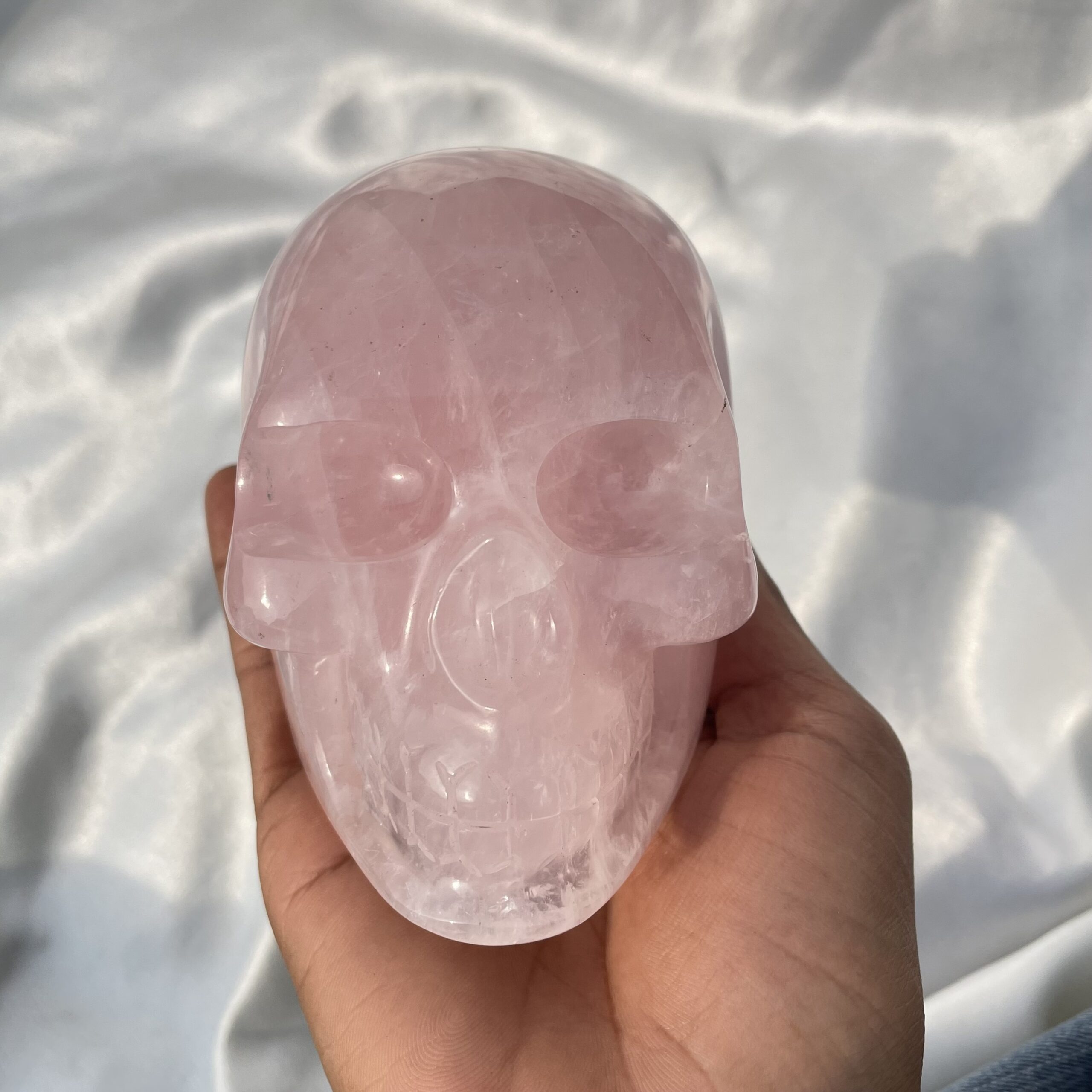 Hand Carved Pink Rose Quartz Skull - 3.15" Reiki Gift - Image 4