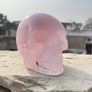 Hand Carved Pink Rose Quartz Skull - 3.15" Reiki Gift - Image 5