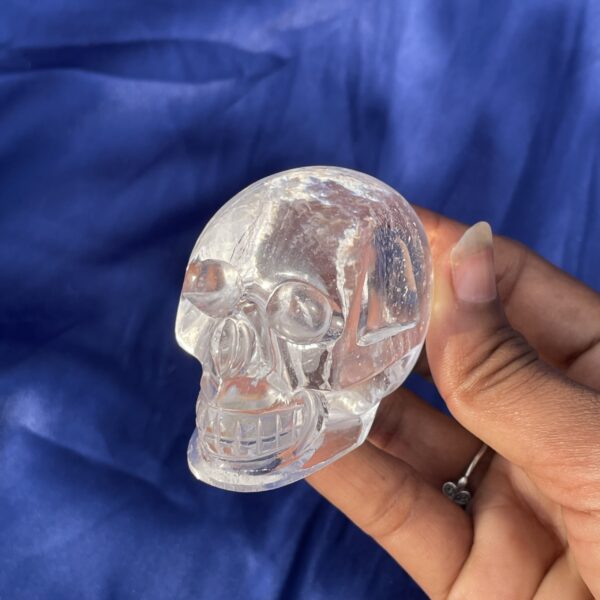 White Crystal Sphatik Skull 2" Hand Carved Quartz Skull Spiritual Decor Gift - Image 5