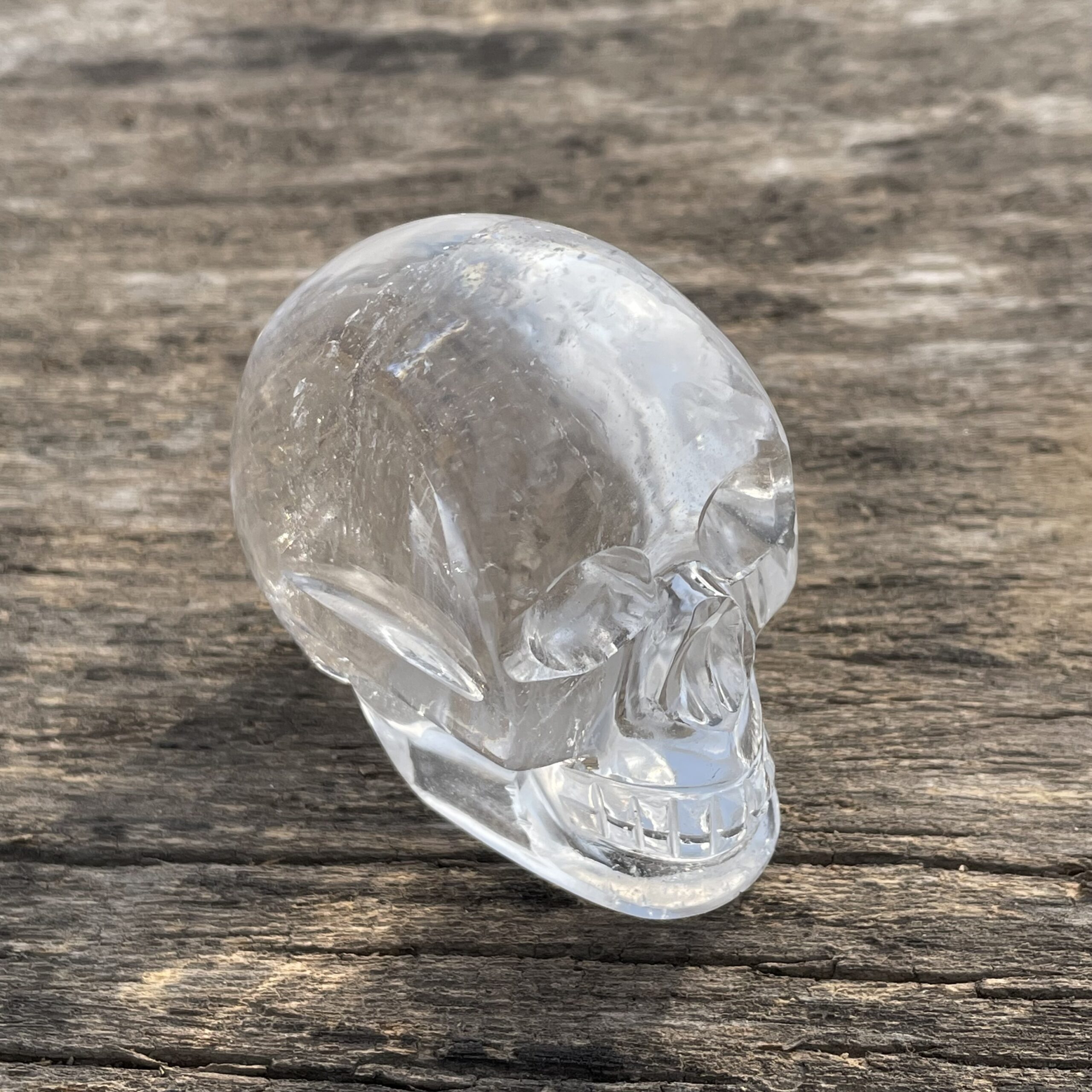 White Crystal Sphatik Skull 2" Hand Carved Quartz Skull Spiritual Decor Gift - Image 3