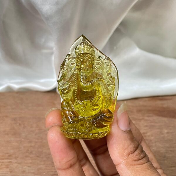 Carved Yellow Quartz Ganesha Statue - Natural Crystal Sculpture - Image 7