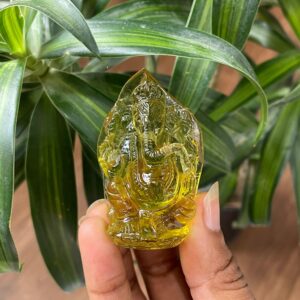 Carved Yellow Quartz Ganesha Statue - Natural Crystal Sculpture - Image 8