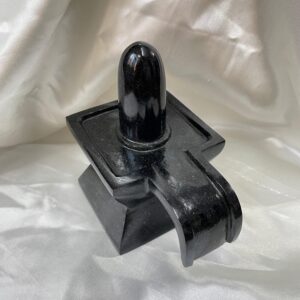 Black Jade Shivling: 5" Stone Lingam for Temple Pooja & Meditation