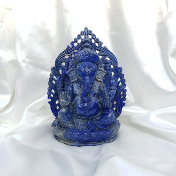 11" Blue Lapis Lazuli Ganesha Statue, Beautiful Lattice Ganesha Statue for Temple - Image 5