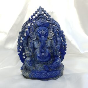 11" Blue Lapis Lazuli Ganesha Statue, Beautiful Lattice Ganesha Statue for Temple - Image 8