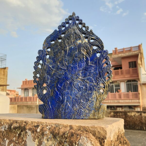 11" Blue Lapis Lazuli Ganesha Statue, Beautiful Lattice Ganesha Statue for Temple - Image 2