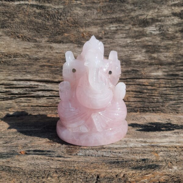 Rose quartz Ganesha idol, 4.75" Pink rose quartz stone Ganesha statue, Gemstone god statue