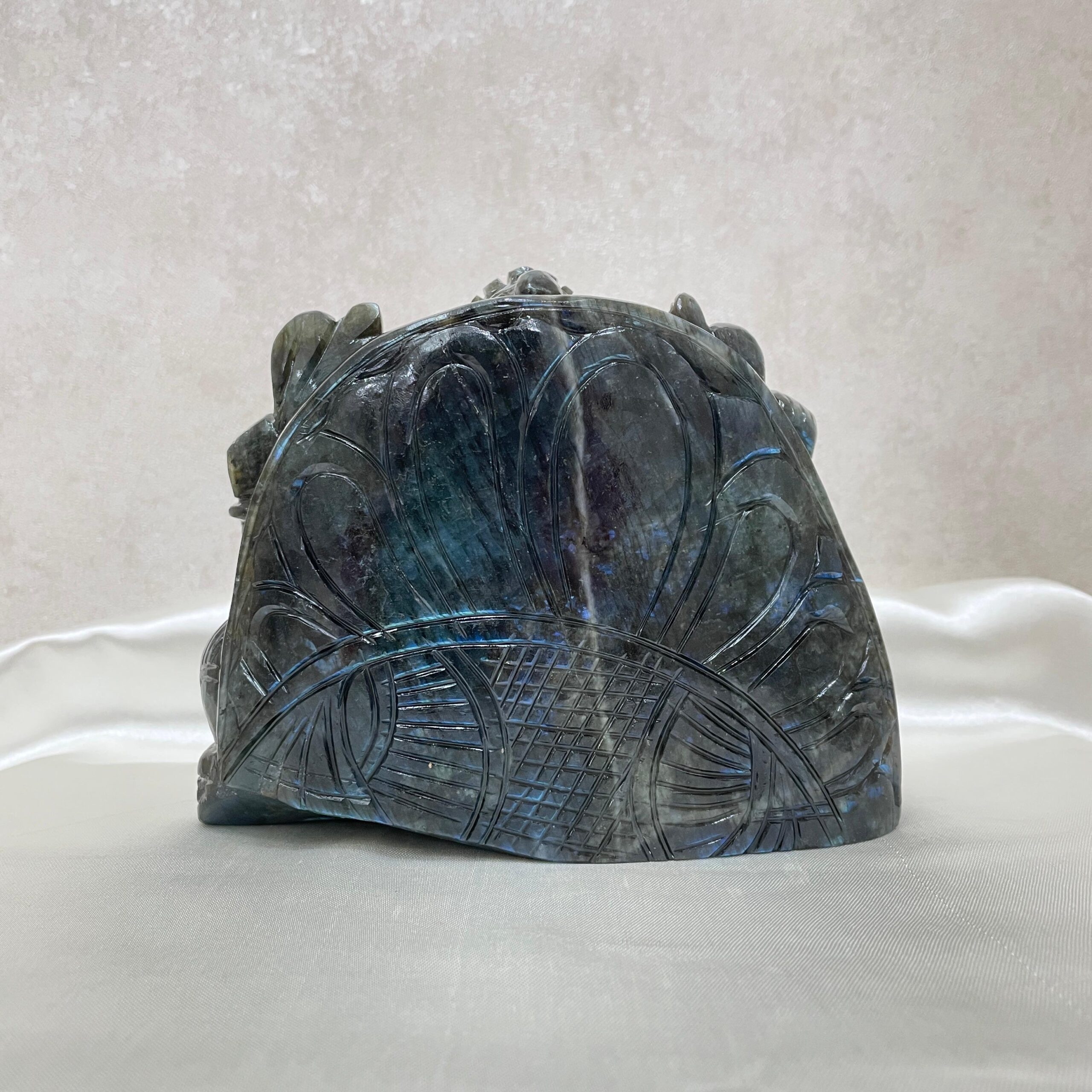 5" Labradorite Ganesha statue, Left Trunk Ganesha Statue, Gemstone Ganesha Idol - Image 3