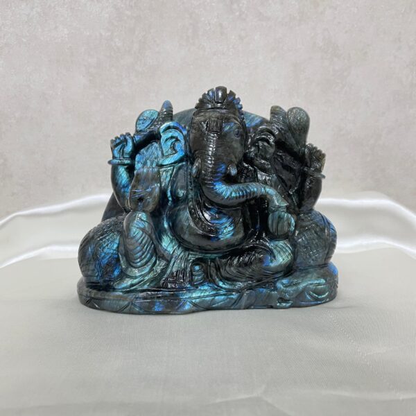 5" Labradorite Ganesha statue, Left Trunk Ganesha Statue, Gemstone Ganesha Idol