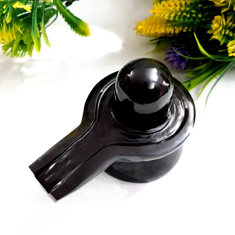 Black Jade Shivling, 2.70" Inches Black Jade Aventurine Carved Shiva-lingam for Pooja Room - Image 4