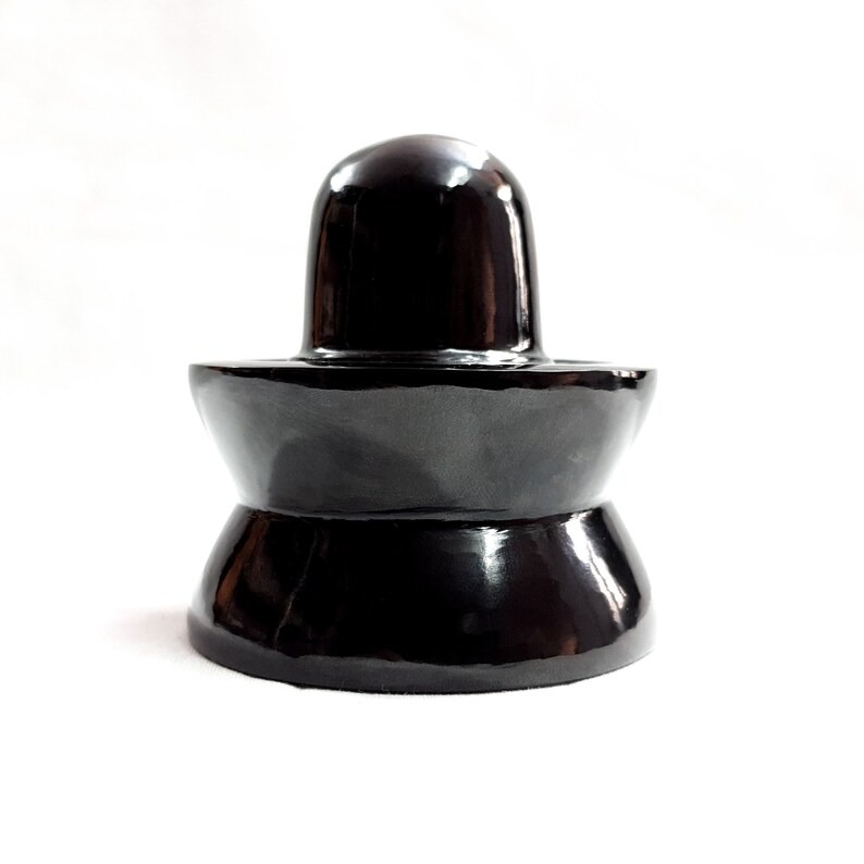 Black Jade Shivling, 2.70" Inches Black Jade Aventurine Carved Shiva-lingam for Pooja Room - Image 2