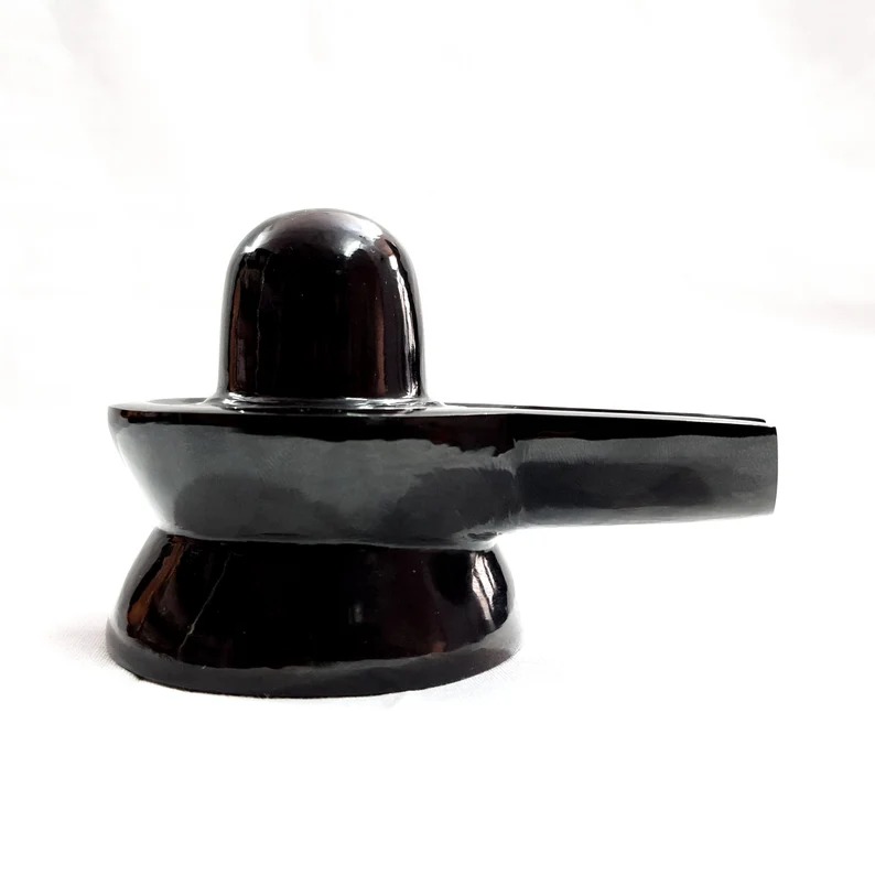 Black Jade Shivling, 2.70" Inches Black Jade Aventurine Carved Shiva-lingam for Pooja Room - Image 1