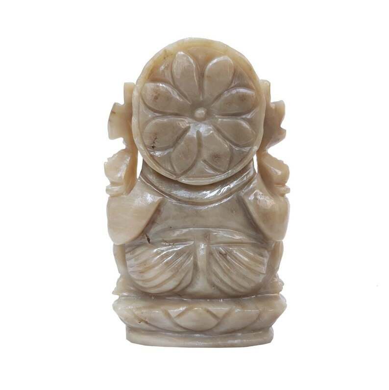 Calcite Ganesha Statue for Pooja Room - Hand Carved Spiritual Stone Idol for Worship - Image 4