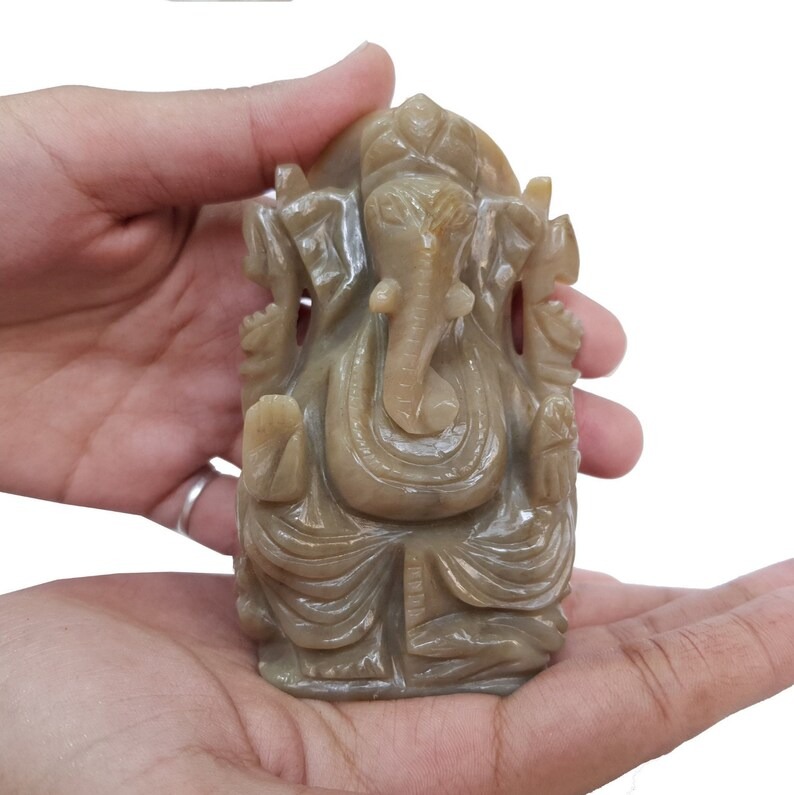 Calcite Ganesha Statue for Pooja Room - Hand Carved Spiritual Stone Idol for Worship - Image 6