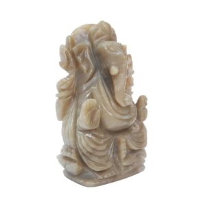 Calcite Ganesha Statue for Pooja Room - Hand Carved Spiritual Stone Idol for Worship - Image 2
