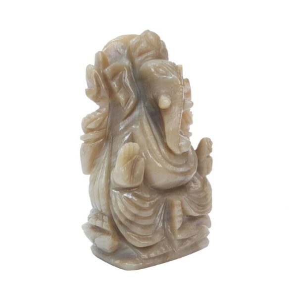 Calcite Ganesha Statue for Pooja Room - Hand Carved Spiritual Stone Idol for Worship - Image 2