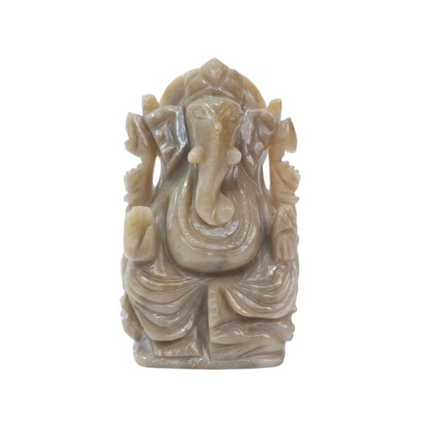 Calcite Ganesha Statue for Pooja Room - Hand Carved Spiritual Stone Idol for Worship