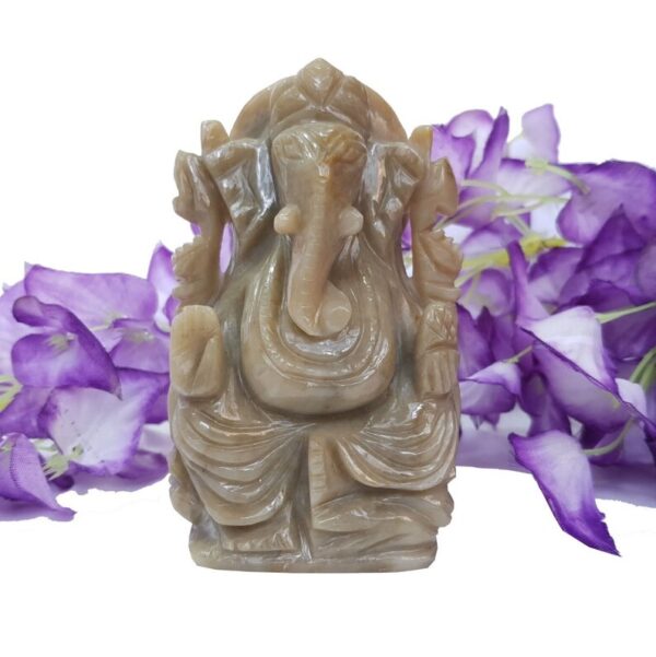 Calcite Ganesha Statue for Pooja Room - Hand Carved Spiritual Stone Idol for Worship - Image 9