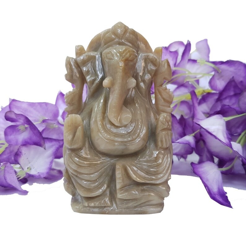 Calcite Ganesha Statue for Pooja Room - Hand Carved Spiritual Stone Idol for Worship - Image 9