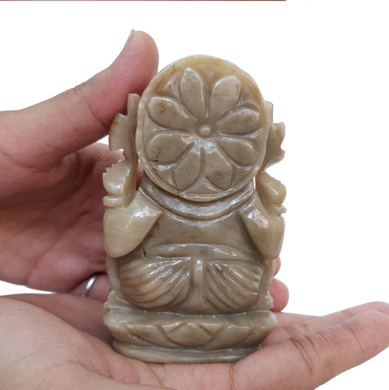 Calcite Ganesha Statue for Pooja Room - Hand Carved Spiritual Stone Idol for Worship - Image 7