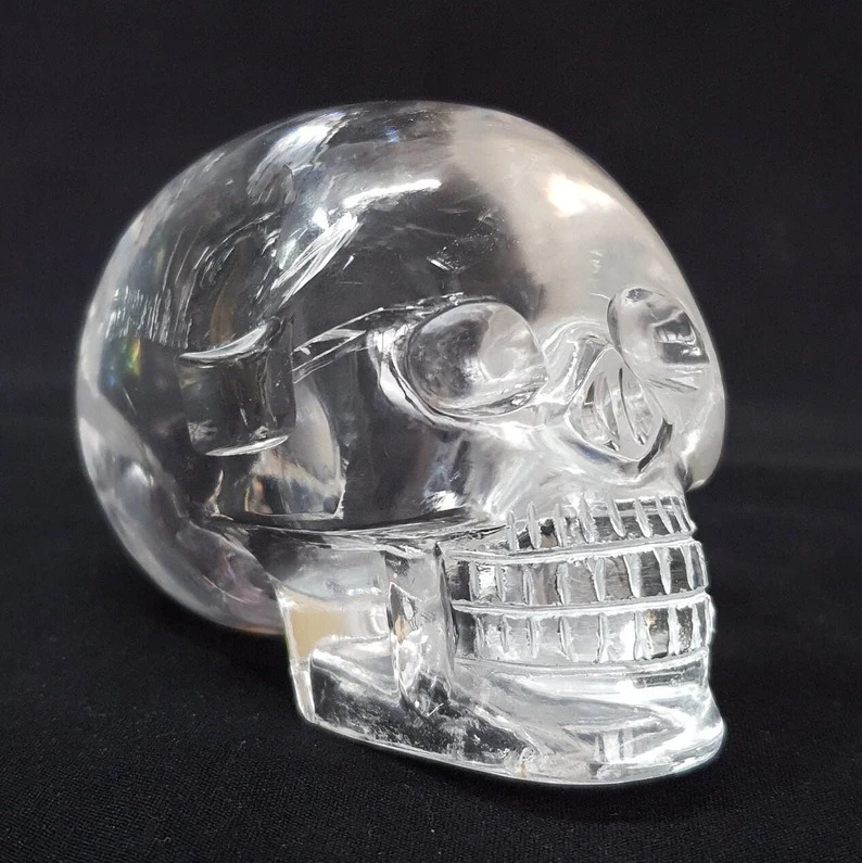 Sphatik Rock Crystal Skull: White Quartz home Decor (2") - Image 6