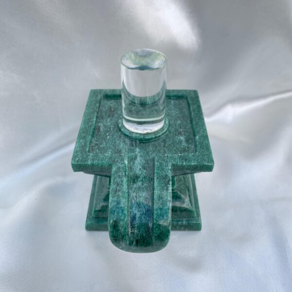 Crystal Lingam on Green Jade Base: Sacred Pooja Meditation Stone - Image 5