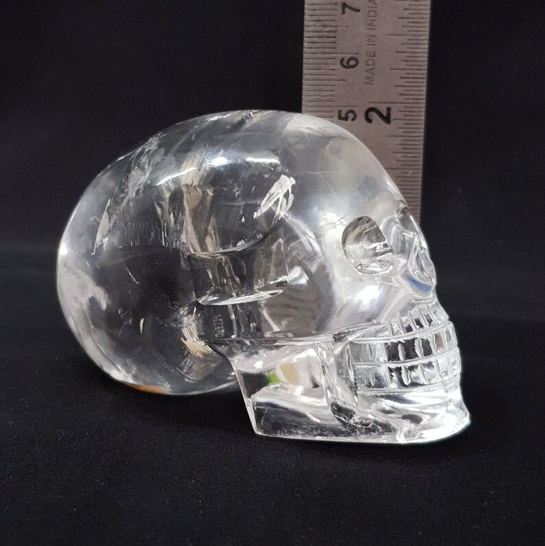Sphatik Rock Crystal Skull: White Quartz home Decor (2") - Image 2