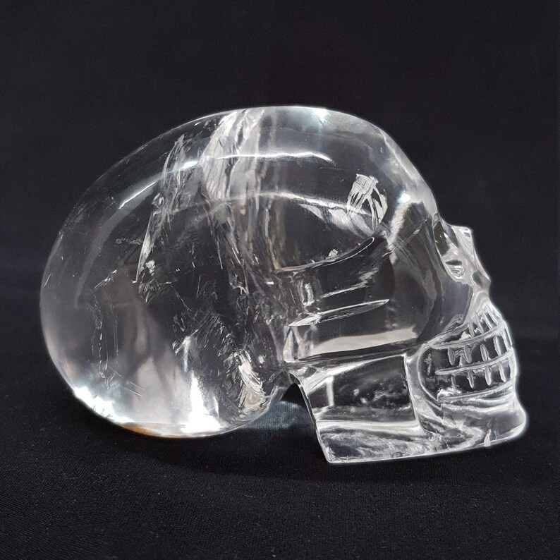 Sphatik Rock Crystal Skull: White Quartz home Decor (2") - Image 3