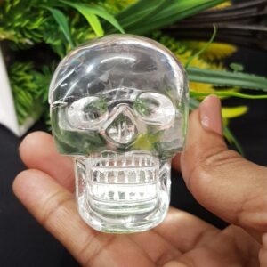 Sphatik Rock Crystal Skull: White Quartz home Decor (2") - Image 1