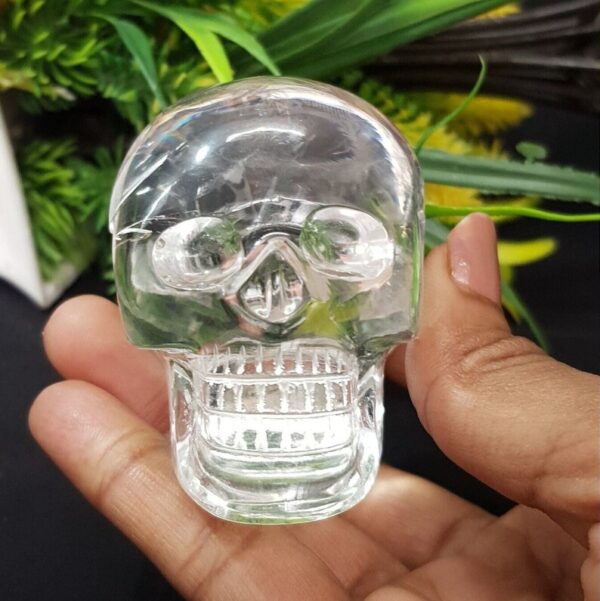 Sphatik Rock Crystal Skull: White Quartz home Decor (2")