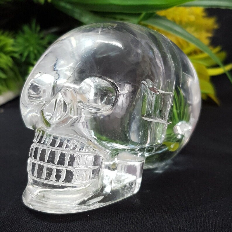 Sphatik Rock Crystal Skull: White Quartz home Decor (2") - Image 4
