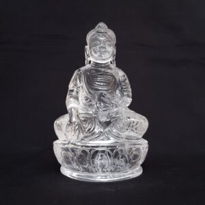 Original Crystal Sphatik Buddha Idol Statue, 14.49 CM Carved Buddha for Meditation