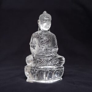 Rock Crystal Sphatik Buddha Idol 6.35" White Idol for Worship, Meditation Gift