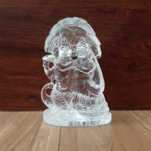 Crystal Sphatik Radha-Krishna Statue Idol, 5.25" White Lab Certified, Meditation & Puja Room Décor