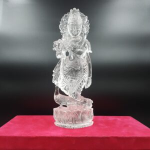 Crystal Sphatik Krishna Statue, White Crystal Lord Krishna Idol for Krishna Janmashtmi Festival