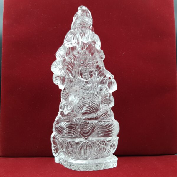 Authentic Rock Crystal Sphatik Buddha Idol 7.30" Statue for Worship and Meditation, Sacred Gift