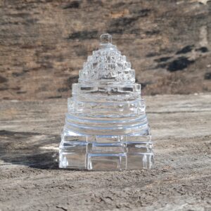 AAA Quality Crystal Sphatik Shree Yantra, 3.20" White Clean Crystal Stone Shree Yantra with Lab Certificate